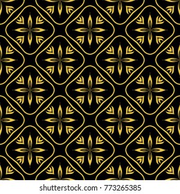 Abstract seamless pattern of black and gold color for wallpapers and background.