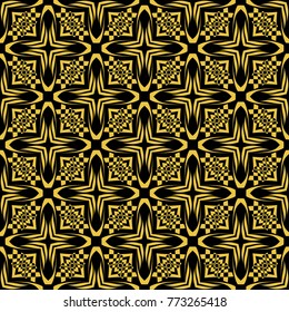 Abstract seamless pattern of black and gold color for wallpapers and background.