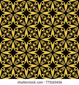 Abstract seamless pattern of black and gold color for wallpapers and background.