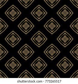 Abstract seamless pattern of black and gold color for wallpapers and background.
