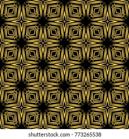 Abstract seamless pattern of black and gold color for wallpapers and background.