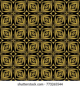 Abstract seamless pattern of black and gold color for wallpapers and background.