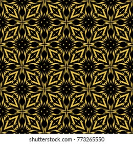 Abstract seamless pattern of black and gold color for wallpapers and background.