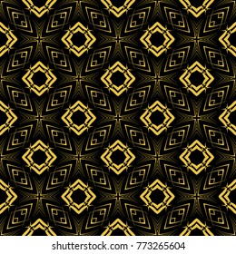 Abstract seamless pattern of black and gold color for wallpapers and background.