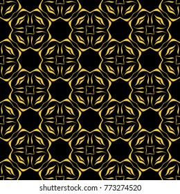 Abstract seamless pattern of black and gold color for wallpapers and background. 