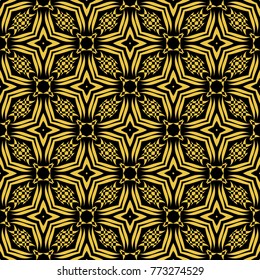 Abstract seamless pattern of black and gold color for wallpapers and background. 