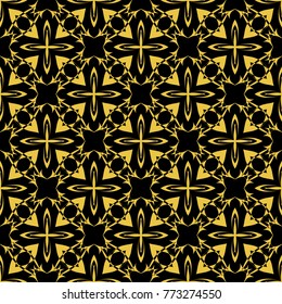 Abstract seamless pattern of black and gold color for wallpapers and background. 