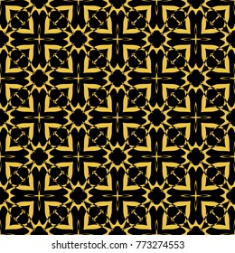 Abstract seamless pattern of black and gold color for wallpapers and background. 