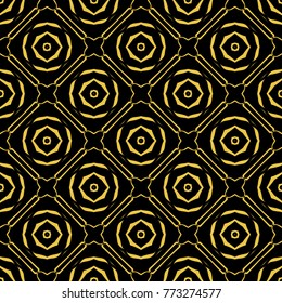 Abstract seamless pattern of black and gold color for wallpapers and background. 