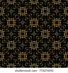 Abstract seamless pattern of black and gold color for wallpapers and background. 