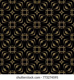 Abstract seamless pattern of black and gold color for wallpapers and background. 