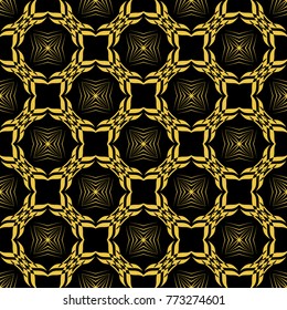 Abstract seamless pattern of black and gold color for wallpapers and background. 