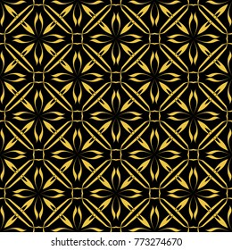 Abstract seamless pattern of black and gold color for wallpapers and background. 