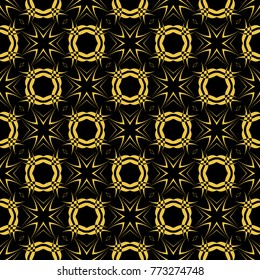 Abstract seamless pattern of black and gold color for wallpapers and background. 