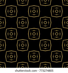 Abstract seamless pattern of black and gold color for wallpapers and background. 