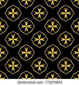Abstract seamless pattern of black and gold color for wallpapers and background. 