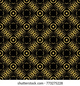 Abstract seamless pattern of black and gold color for wallpapers and background. 