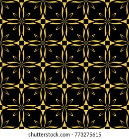 Abstract seamless pattern of black and gold color for wallpapers and background. 