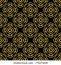 Abstract seamless pattern of black and gold color for wallpapers and background. 