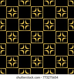Abstract seamless pattern of black and gold color for wallpapers and background. 