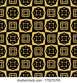 Abstract seamless pattern of black and gold color for wallpapers and background. 