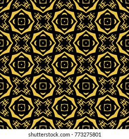 Abstract seamless pattern of black and gold color for wallpapers and background. 