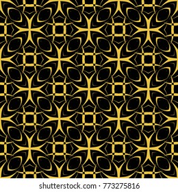 Abstract seamless pattern of black and gold color for wallpapers and background. 
