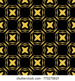 Abstract seamless pattern of black and gold color for wallpapers and background. 