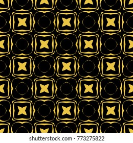 Abstract seamless pattern of black and gold color for wallpapers and background. 