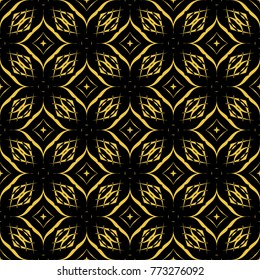 Abstract seamless pattern of black and gold color for wallpapers and background. 