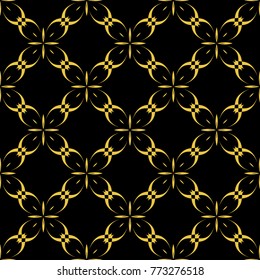 Abstract seamless pattern of black and gold color for wallpapers and background. 