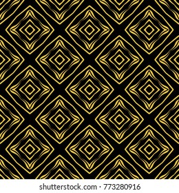 Abstract seamless pattern of black and gold color for wallpapers and background. 