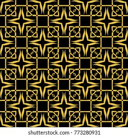 Abstract seamless pattern of black and gold color for wallpapers and background. 