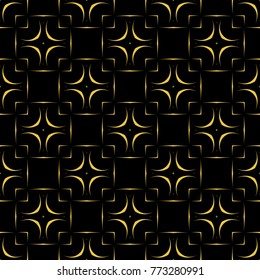 Abstract seamless pattern of black and gold color for wallpapers and background. 