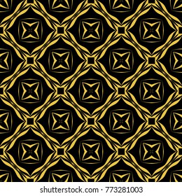 Abstract seamless pattern of black and gold color for wallpapers and background. 