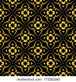 Abstract seamless pattern of black and gold color for wallpapers and background. 