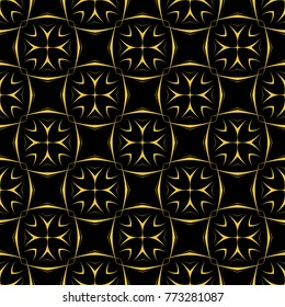 Abstract seamless pattern of black and gold color for wallpapers and background. 