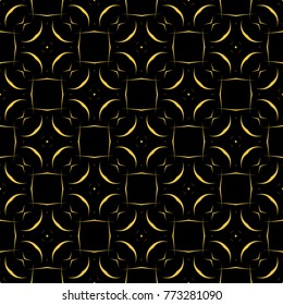 Abstract seamless pattern of black and gold color for wallpapers and background. 