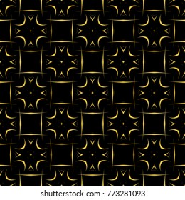 Abstract seamless pattern of black and gold color for wallpapers and background. 