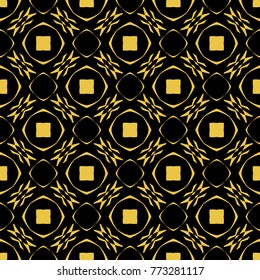 Abstract seamless pattern of black and gold color for wallpapers and background. 