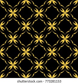 Abstract seamless pattern of black and gold color for wallpapers and background. 