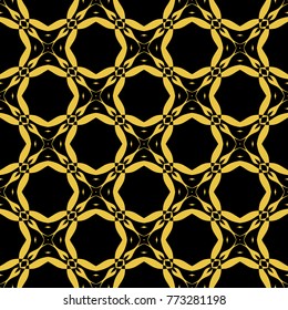 Abstract seamless pattern of black and gold color for wallpapers and background. 