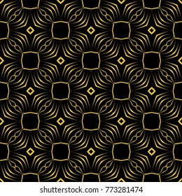 Abstract seamless pattern of black and gold color for wallpapers and background. 