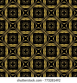 Abstract seamless pattern of black and gold color for wallpapers and background. 