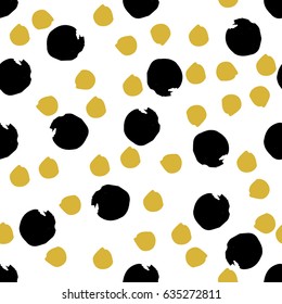 Abstract Seamless pattern with black and golden dots. Vector illustration.