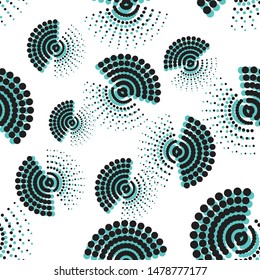abstract seamless pattern with black and green circles