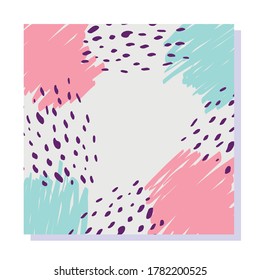 abstract seamless pattern with black marker strokes and color spots vector illustration