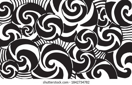 Abstract seamless pattern black on white. Seamless line hand drawing background for design 
