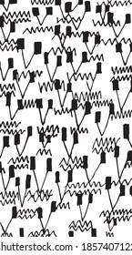 Resumen de patrón impecable negro sobre blanco. Fondo de dibujo de mano de línea sin problemas para el diseño 
