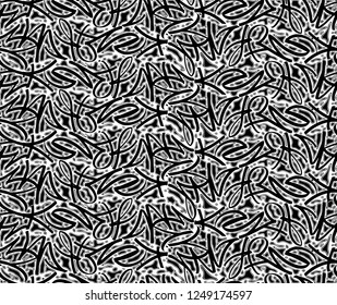 Abstract seamless pattern. Black ornament on  white background. Pen and ink. Hand drawing texture, abstract, vintage design for t-shirt, textile, wrapping paper in black, white.Vector template